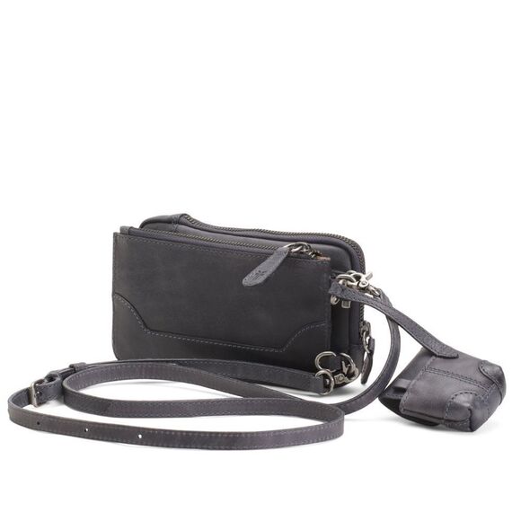 FRYE Gray Distressed Leather Melissa 3-in-1 Pouch Purse Sanitizer Crossbody Bag - Picture 4 of 16